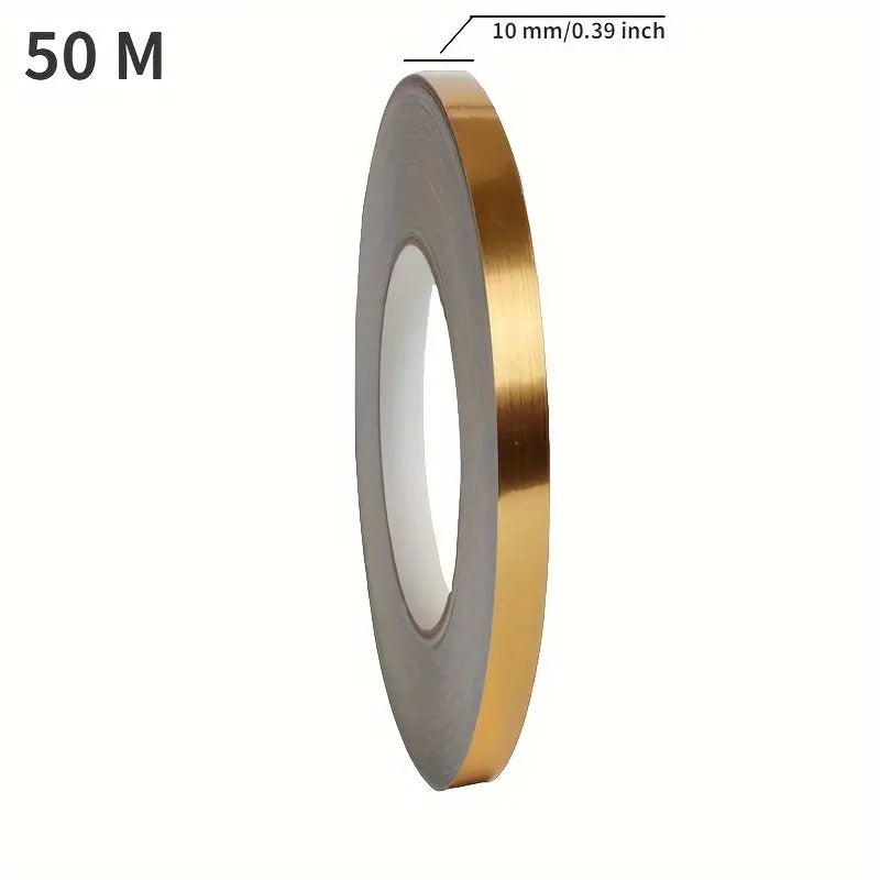 50M Home Tile Reusable Self-Adhesive Sticker Waterproof Gap Sealing Tape Strip Adhesive Tile Decoration Floor Tape For Floor And Wall(1Cm X 50M) Gold