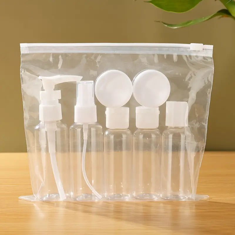 7 PCS COSMETICS BOTTLE for Travel Refillable Small Mini Empty Plastic Pump/Spray/Squeeze Bottles for Cosmetic