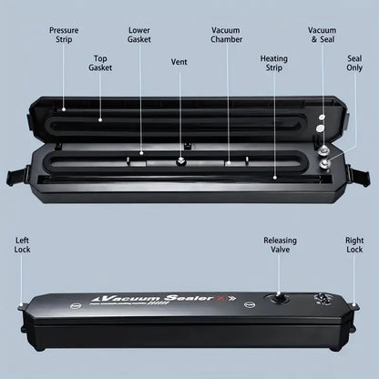 Vacuum Sealer Machine, Automatic Fresh Food-Sealer, Vacuum Packing Machine For Fruits, Meat Preservation With Dry & Moist Sealing Modes With LED