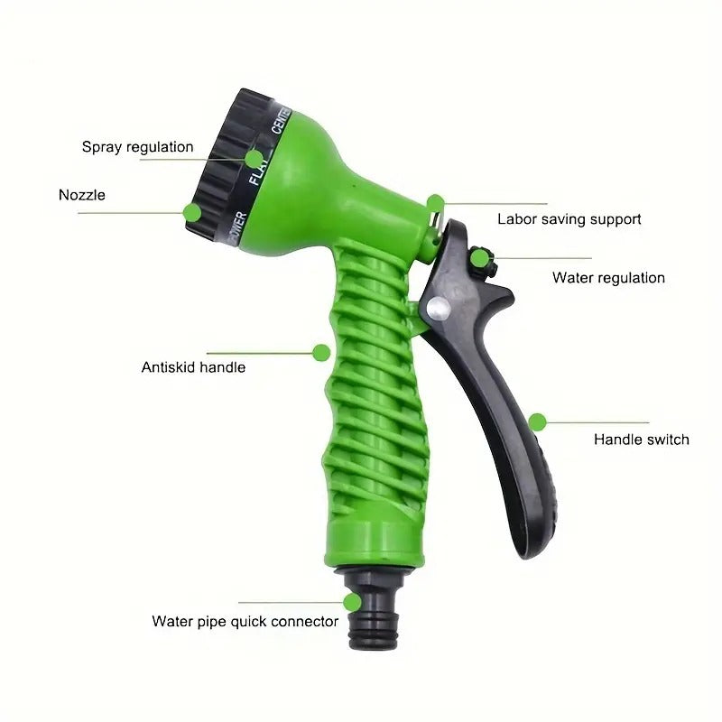 Garden Hose 7 Pattern High Pressure Garden Hose Nozzle Water Spray Gun With Leak Proof 2 Pcs Metal Grip Lock Gardening Washing Gun