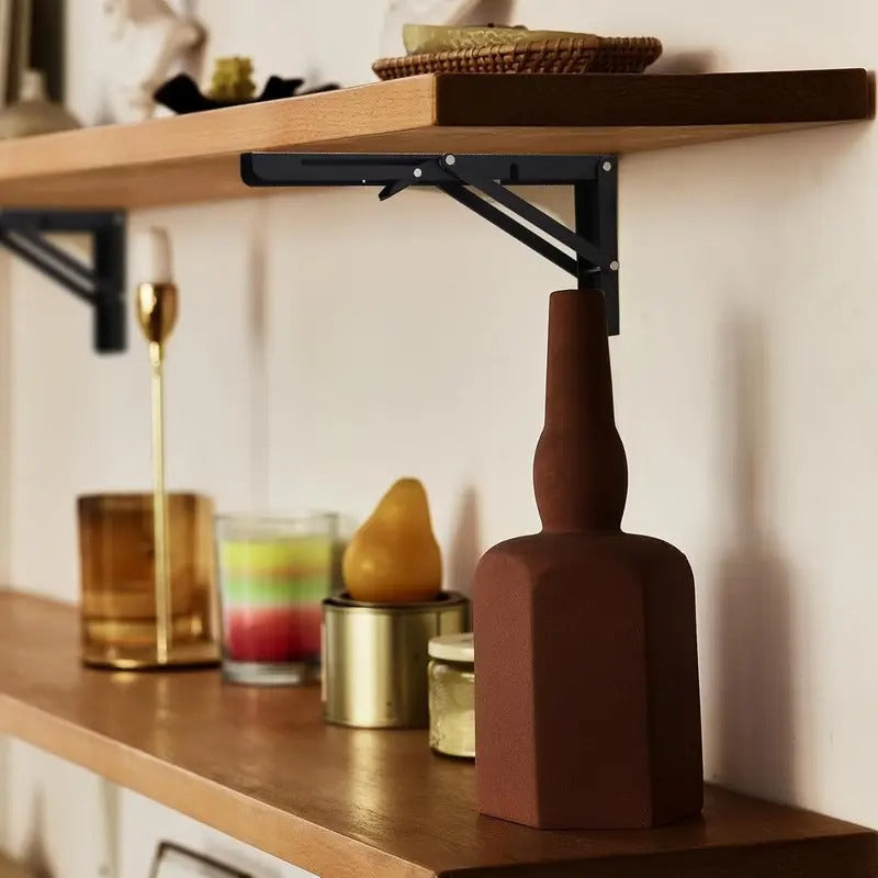 Black Metal Adjustable folding Collapsible Wall Mounted Brackets ( 30 CM )