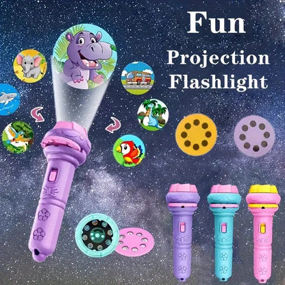 3 Slids, 24 Patterns Projector Flashlight Torch, Kids Projection Light Toy Education Learning Night Light Before Going to Bed Best Gift for Kids 7 Years boy or Girl Learning and Playing