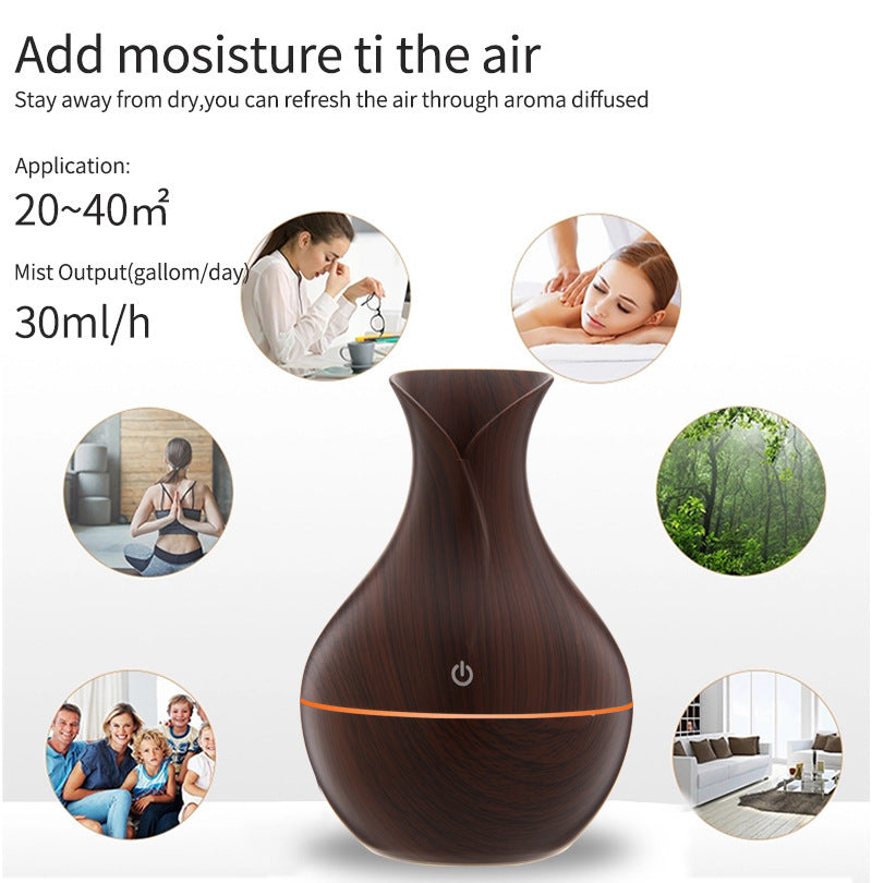 Clear Choice Wooden Cool Mist Humidifiers Essential Oil Diffuser Aroma Air Humidifier with 7 LED Light Colorful Change for Car Office Babies Home Multicolour