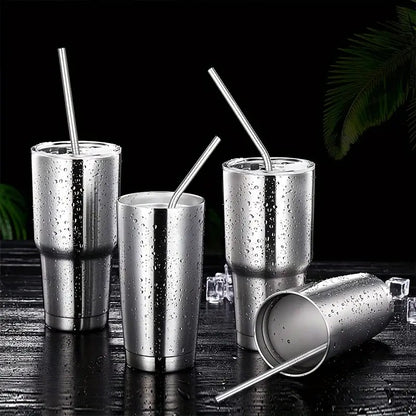 Stainless Steel Reusable SS 304 Food Grade Beverage Drinking Straws with Straw Cleaning Brush