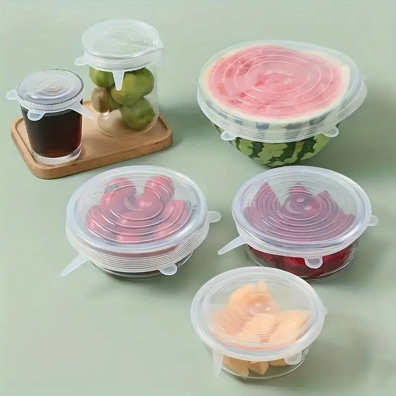 Silicone Stretch Lids, Multi Size Reusable Silicone Lids Food And Bowl Covers, Dishwasher And Freezer Safe