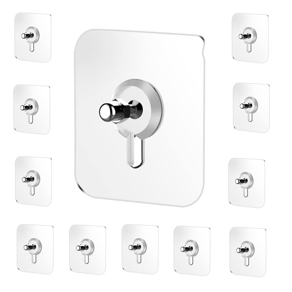 Self Adhesive Wall Bolt Screw Sticker Hook 15 Pcs, Adhesive Hooks, Punch-Free Wall-Mounted Screw Hook,Seamless Transparent No Nails Drill Waterproof Hooks for Bathroom, Kitchen, Home