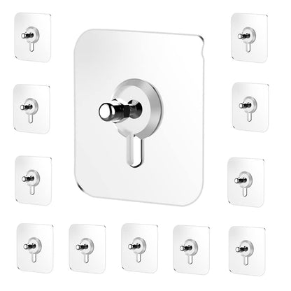 Self Adhesive Wall Bolt Screw Sticker Hook 15 Pcs, Adhesive Hooks, Punch-Free Wall-Mounted Screw Hook,Seamless Transparent No Nails Drill Waterproof Hooks for Bathroom, Kitchen, Home