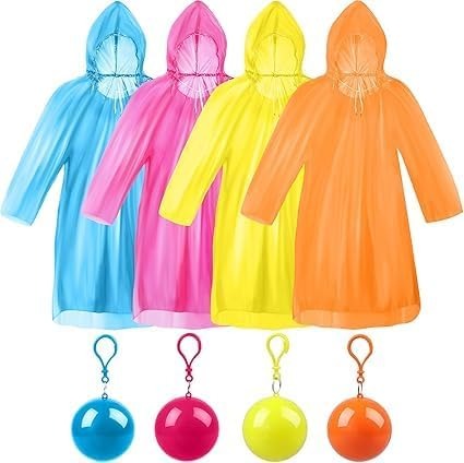 Disposable Emergency Rain Ponchos Keychain Raincoat Ball