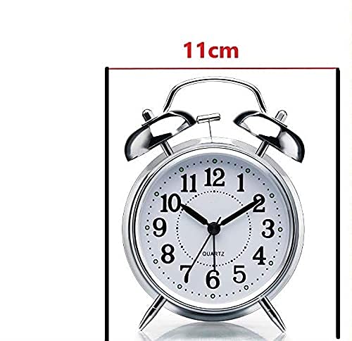 teel, Glass Twin Bell Edition Vintage Look With Night Led Display Table Alarm Clock ((Silver)) - Digital, 3.15 X 1.5 Inch