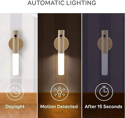 Indoor Motion Sensor Battery USB Rechargeable Magnetic Wooden Night Light