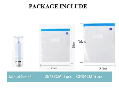 FOOD VACUUM BAG - 10 PACK WITH FREE PUMP