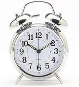 Twin Bell Metal Frame Alarm Clock Silver