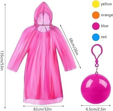 Disposable Emergency Rain Ponchos Keychain Raincoat Ball