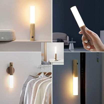 Indoor Motion Sensor Battery USB Rechargeable Magnetic Wooden Night Light