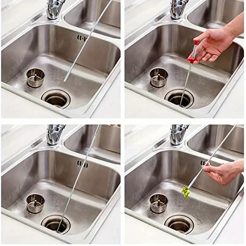 Drain Pipe Cleaning Spring Stick Hair Catching Claw Wire Sink Sewer Clog Dredge Remover Basin Cleaner Flexible Grabber Pickup Tool Retractable Cable for Kitchen Bathroom Toilet