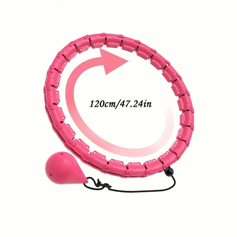 Smart Hula Ring Hoops, Weighted Hula Circle 24 Detachable Fitness Ring with 360 Degree Auto-Spinning Ball Gymnastics, Massage, Adult Fitness for Weight Loss