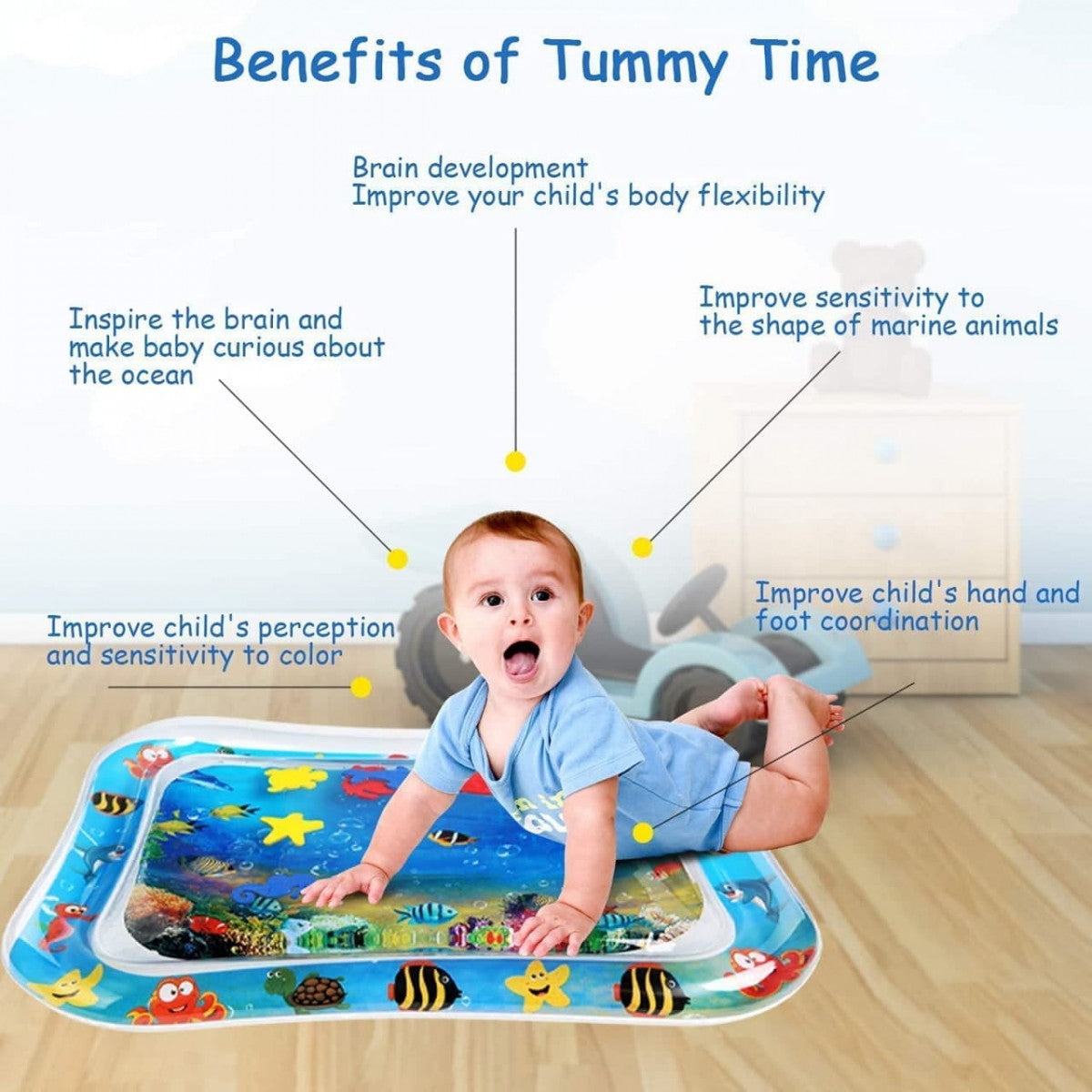 Baby Water Play Mat for Infants and Toddlers Baby Toys for 3 to 24 Months, Strengthen Your Baby's Muscles, Portable, Multicolour