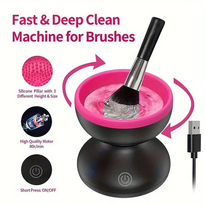 Electric Makeup Brush Cleaner,Make Up Brush Clean Machine,Brush Cleaning Mat,Automatic Cosmetic Paint Brush Cleaner Spinner,Christmas Stocking Stuffers Gifts