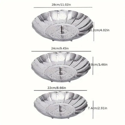 Vegetable Steamer Basket, Premium Stainless Steel Veggie Steamer Basket - Folding Expandable Steamers to Fits Various Size Pot