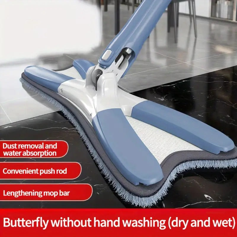 Microfiber X Shape Mop for Floor Cleaning, Dust Mop with Self Wringing, Ceramic Floor, Wood Floor Cleaner Mop, Dry Wet Mop Hands-Free Household Cleaning Tool for Home & Office