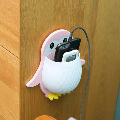 Plastic Wall Mounted Penguin Design Toothpaste Holder Unique Design Wall Mounted Self Adhesive Storage Wall Mount Toothbrush Holder|Wall Mount Remote and Mobile Stand