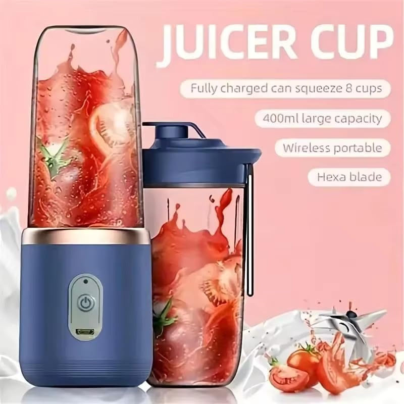 Portable Blender Electric Juicers Fruit Mixers USB Rechargeable Smoothie Mini Personal Juicer 6 Blades 3Gears With 1500 Mah