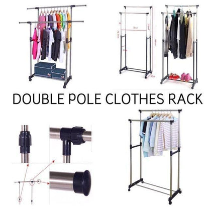 STAINLESS STEEL DOUBLE POLE CLOTH DRYING STAND