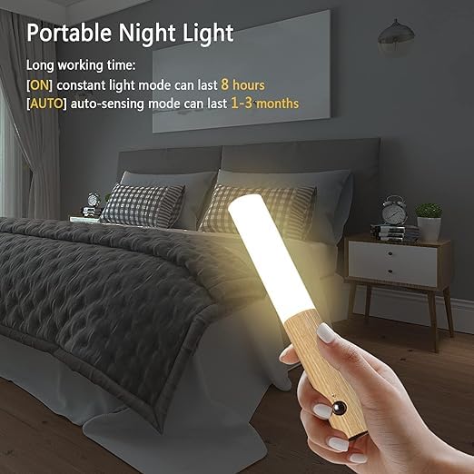 Indoor Motion Sensor Battery USB Rechargeable Magnetic Wooden Night Light