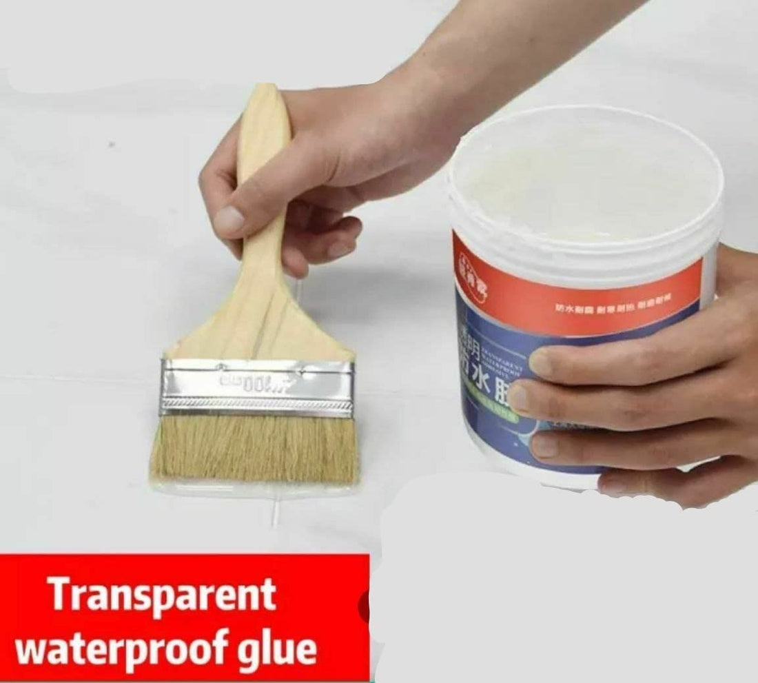 Crack Seal Glue 300gm with Brush Transparent Waterproof Glue for Roof Leakage Crack Seal Agent Roof Water Leakage Solution Water Proof Glue Transparent Glue Waterproofing for Pipe Wall Tiles