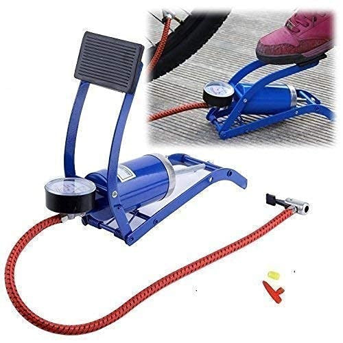 Portable High Pressure Foot Air Pump Heavy Compressor Cylinder for Bike, Car, Cycles & All Vehicles [Blue Colour, Size 15 CM]