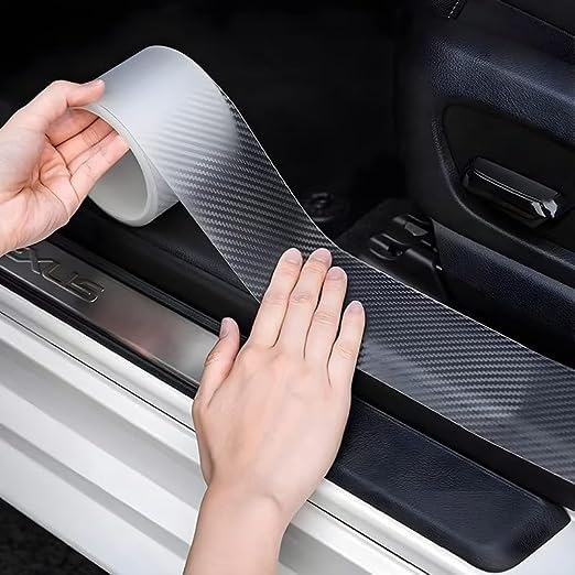 All White Car Door Transparent Carbon Fiber Seal Strip Door Edge Guard–Universal Fit