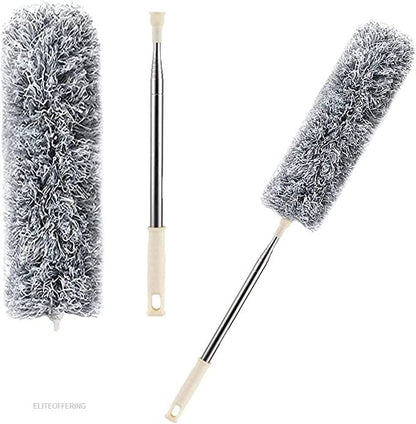 Microfiber Feather Duster Bendable & Extendable Fan Cleaning with 100 inches Expandable Pole Handle Washable Cleaner Mop extendable Anti Scratch Head Brush for High Cobweb Stick