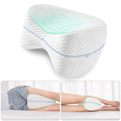 Orthopedic Pain Relief Leg Pillow Memory Foam Leg Pillow for Back Pain/Leg Pain/Pregnancy/Knee Support with Washable Cover - White