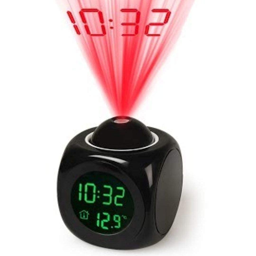 Digital LCD Projector Alarm Clock Wall Projection LCD Screen Snooze Alarm Display Time Voice Alarm LED Back Light