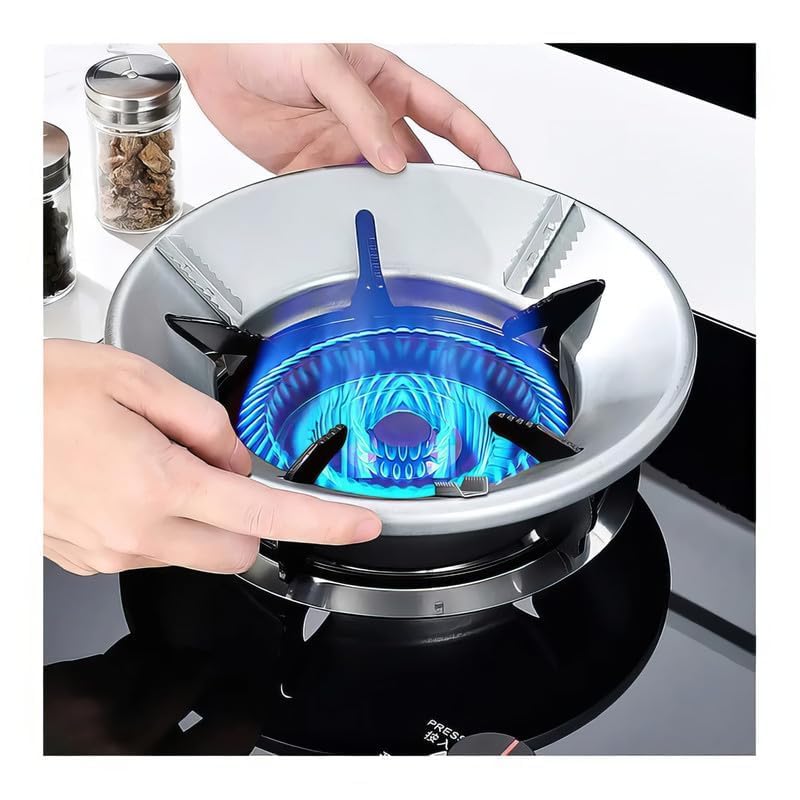 Gas Saver Burner Stand, Gas Chula Burner Saver Stand Jali Ring Fire & Windproof Energy Saving, Gas Chula Support 4 Legs Stand for Indian Gas