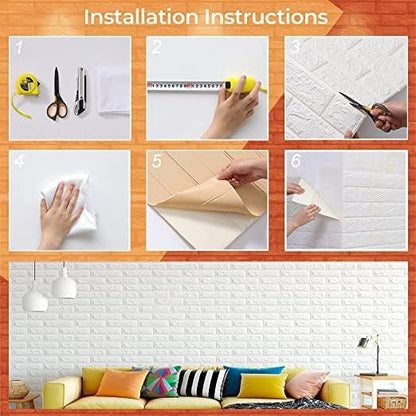 3D White Brick Wallpaper PE Foam self Adhesive Brick Design Wall Stickers/DIY Wallpaper for Home Hotel Living Room Bedroom Cafe Deco White