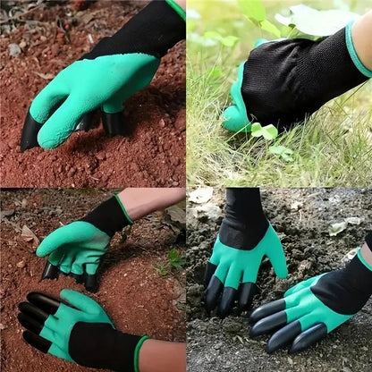 Heavy Duty Garden Farming Gloves Washable with Right Hand Fingertips ABS Claws for Digging and Gardening (Free Size, Green)