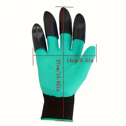 Heavy Duty Garden Farming Gloves Washable with Right Hand Fingertips ABS Claws for Digging and Gardening (Free Size, Green)