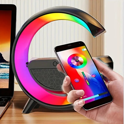 3 in 1 Night Light G shape Bluetooth Speakers with 15W Wireless Mobile Charger