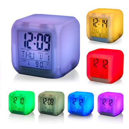 Plastic Changing Multicolour Clock | Digital Led Alarm Clock For Table Home Desk Night Table | With Temperature/Day/Month/Date/Time/Alarm