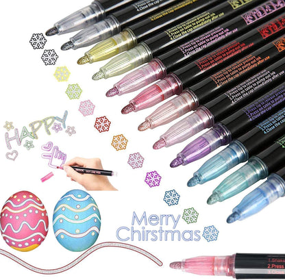 OUTLINE MARKERS PENS GLITTER -12PCS