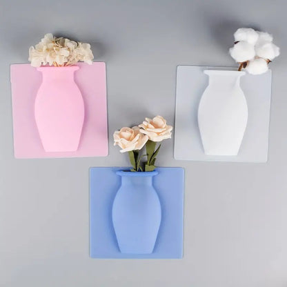 Wall Hanging Silicone Flower Pot Sticker Plant Rack for Decoration Home Kitchen Office Bathroom