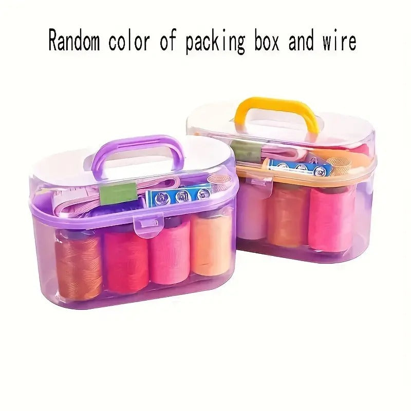 Portable Travel Sewing Kits Box with Color Needle Threads Scissor pin Hand Work Sewing Box Handwork Sewing Accessories