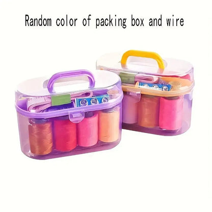 Portable Travel Sewing Kits Box with Color Needle Threads Scissor pin Hand Work Sewing Box Handwork Sewing Accessories