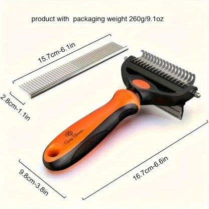 et Grooming Brush for Dogs/Cats,2 in 1 Deshedding Tool & Undercoat Rake Dematting Comb for Mats,Reduces Shedding