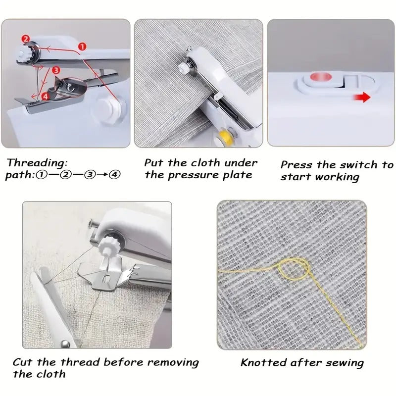 Electric Handy Stitch Mini Hand Sewing Machine Stapler Style Mini Machine Home Tailoring Silai Machine Emergency Stitching Handheld Sewing Machine For Emergency Stitching