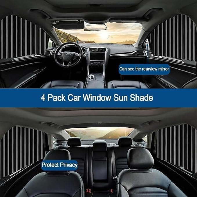 4pcs Car Privacy Curtains (Black)