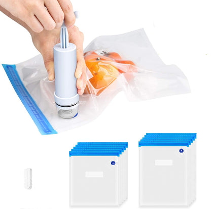 FOOD VACUUM BAG - 10 PACK WITH FREE PUMP