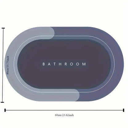 Anti-Skid Water Soaking Oval Bathroom Print Rubber Mat, Water Absorbent Mat (40X60Cm) Grey