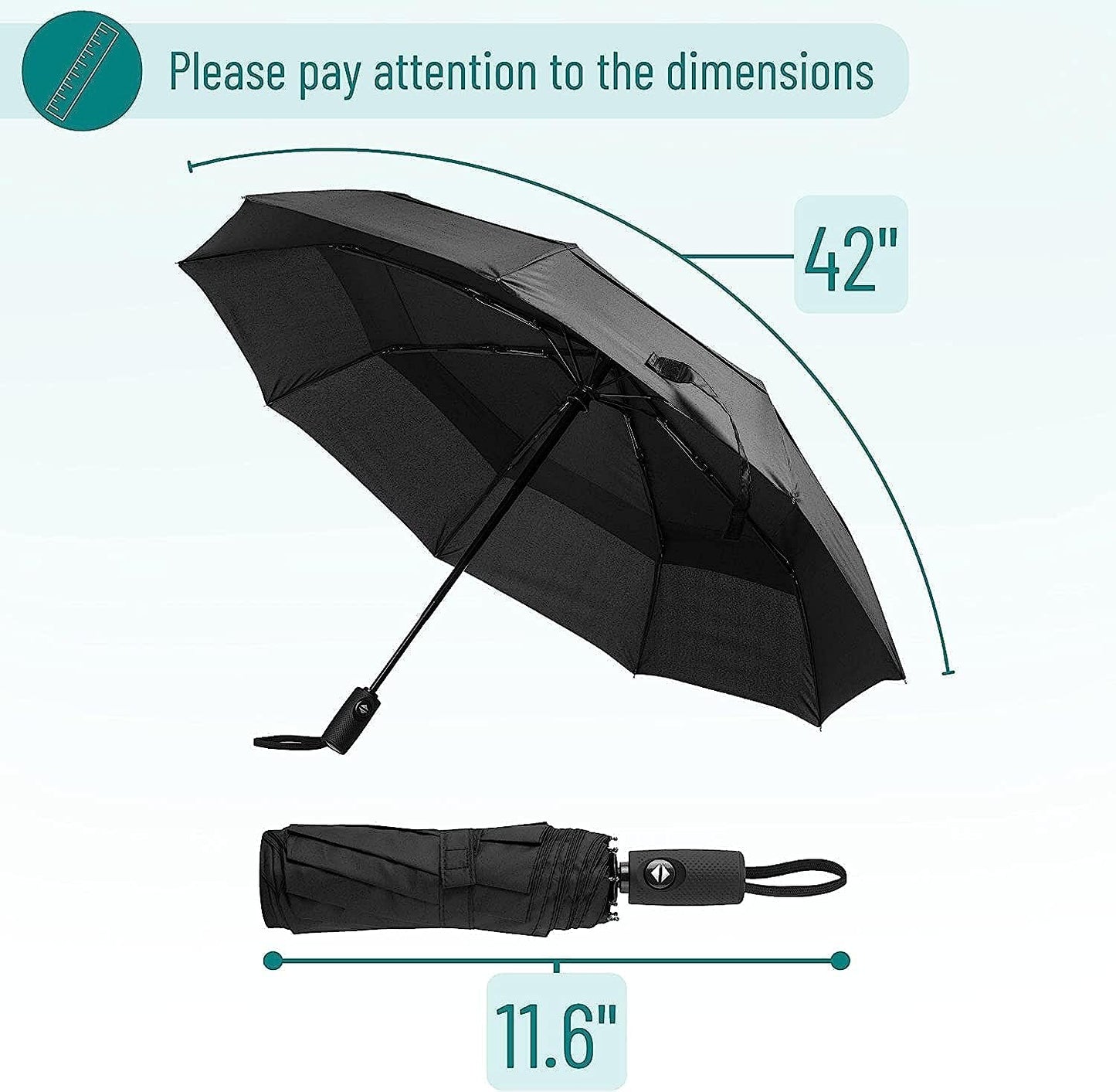 UV protection Black Umbrella Automatic open close for rain and sun protection umbrella for men women kids boys girls big size large three fold